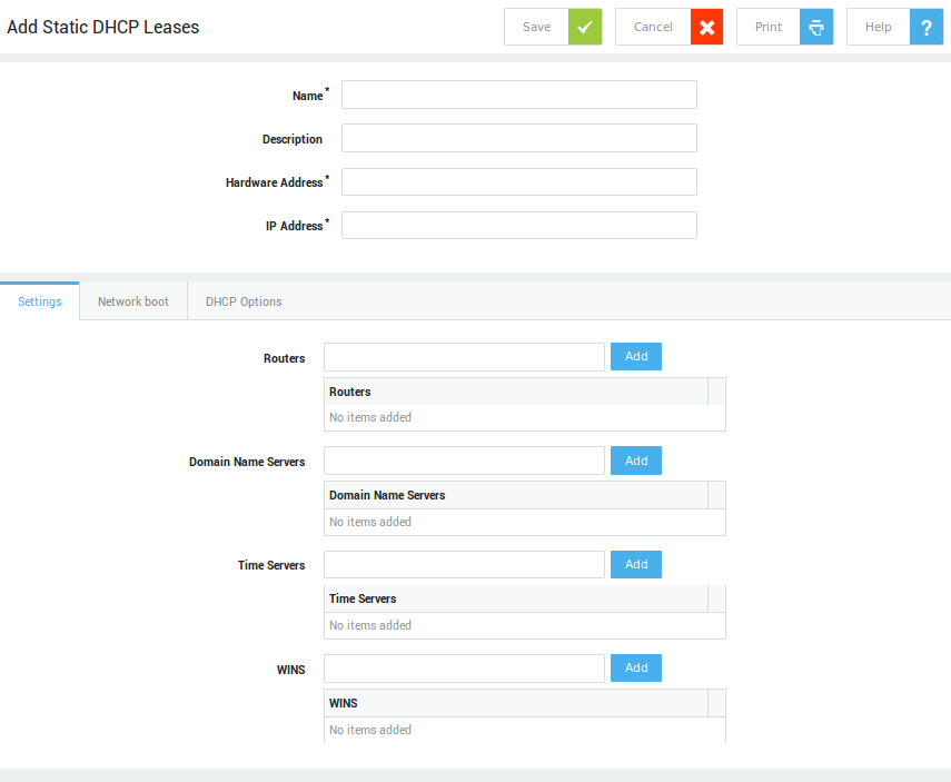 Adding a Static DHCP Lease