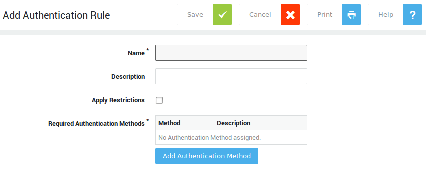 Creating a New Authentication Rule