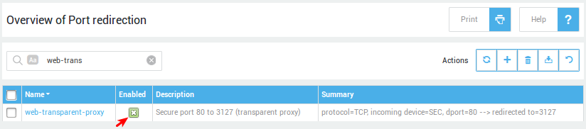 web-transparent-proxy NAT redirection rule