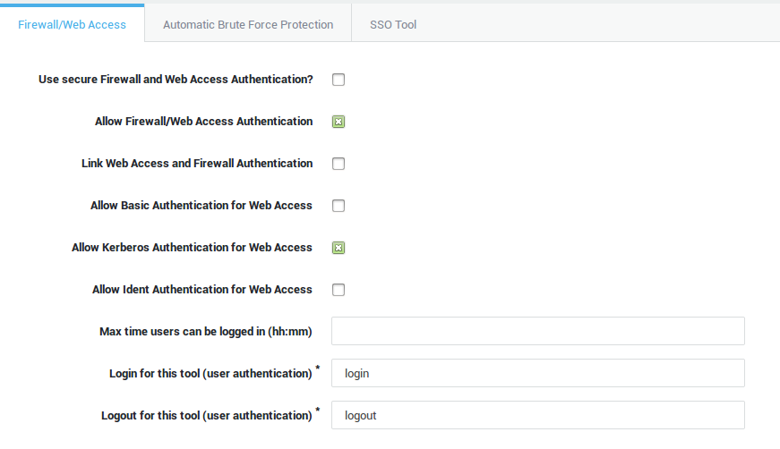 Specific Settings for Web Access