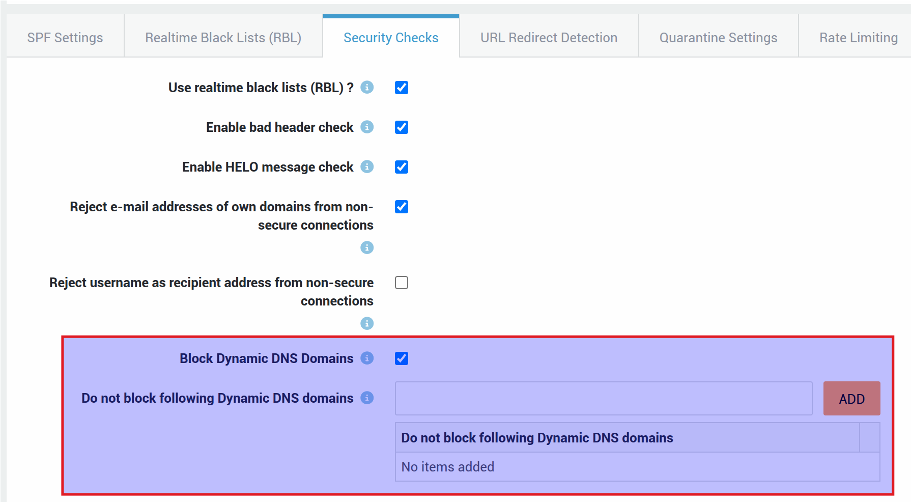 Dynamic DNS Mail Security