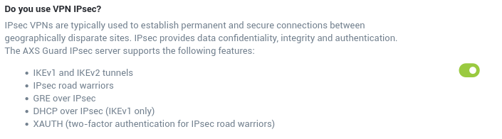IPsec Feature Activation