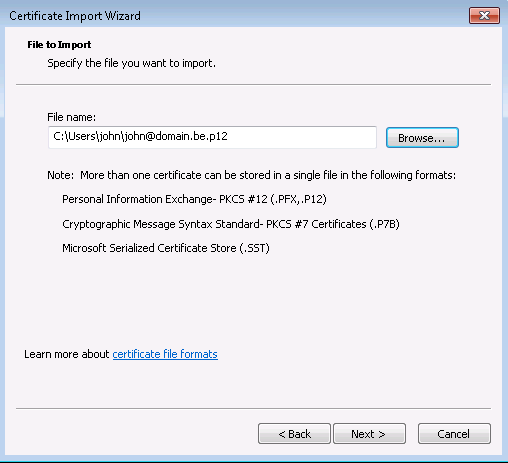 Selecting the client Certificate