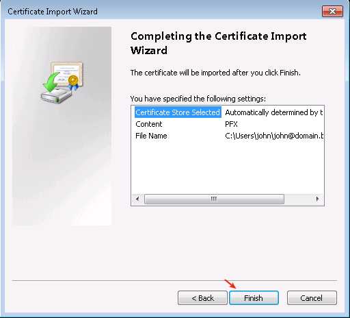 Completing the Client Certificate Import