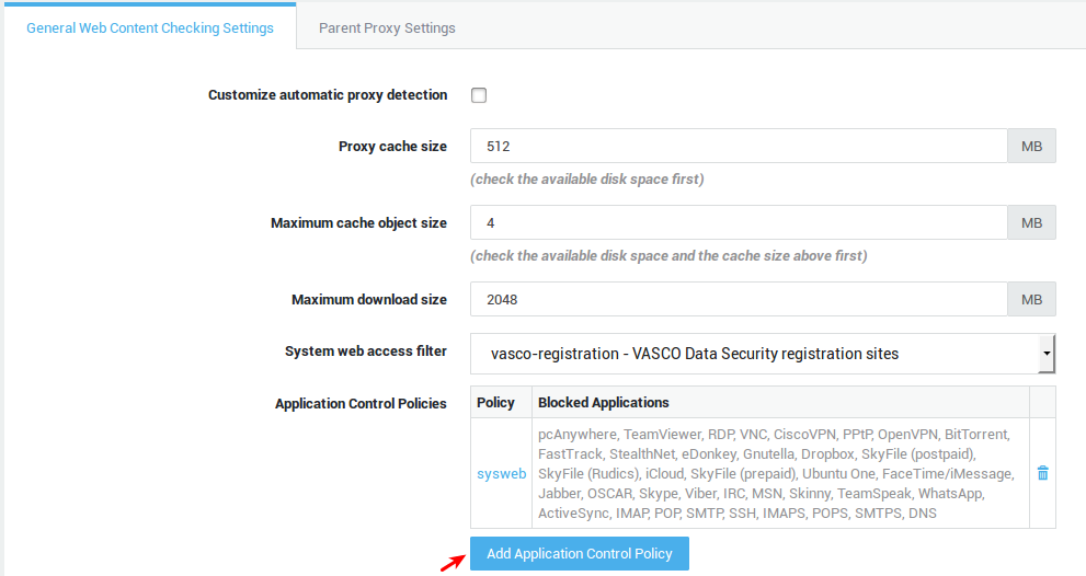 Assigning Application Control Policies to the AXS Guard Proxy