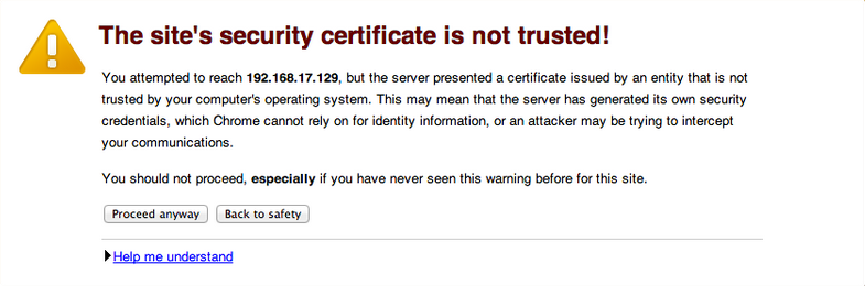 Example of a Self-Signed Certificate Warning