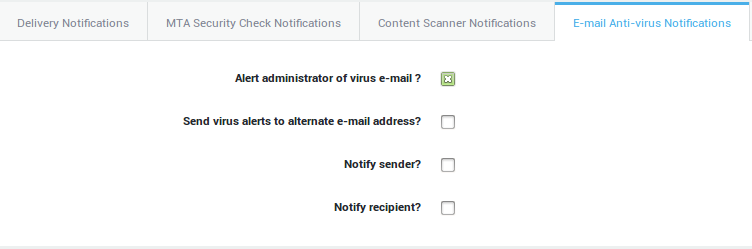 E-mail Anti-Virus Notifications