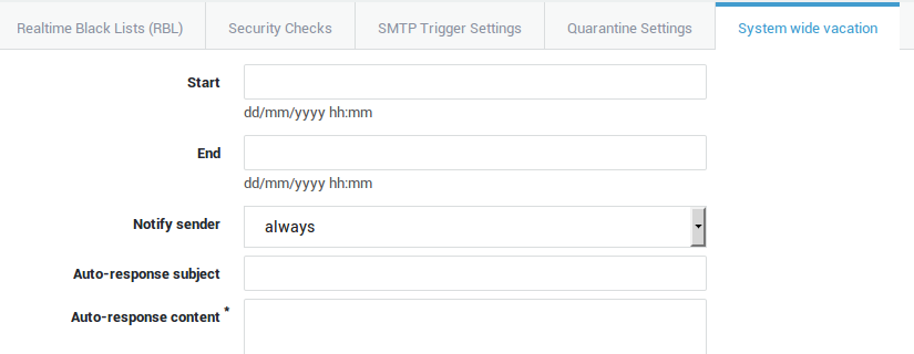 System-wide Auto Response Settings