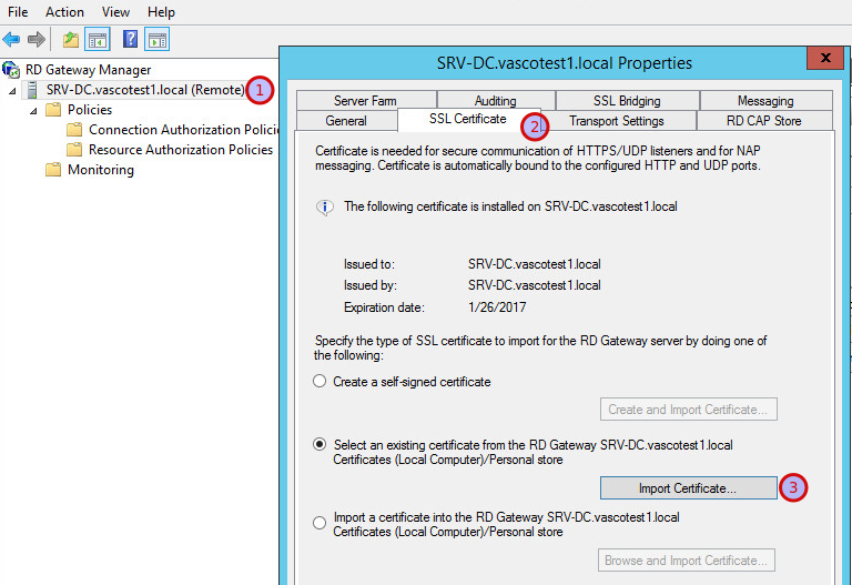 Windows RDG Certificate Settings