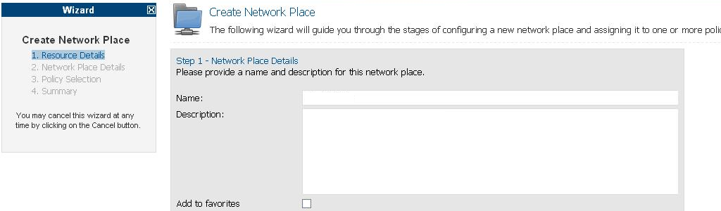 Network Place Details