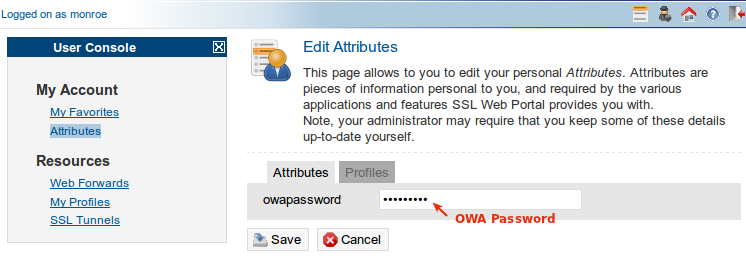 Updating the OWA Password